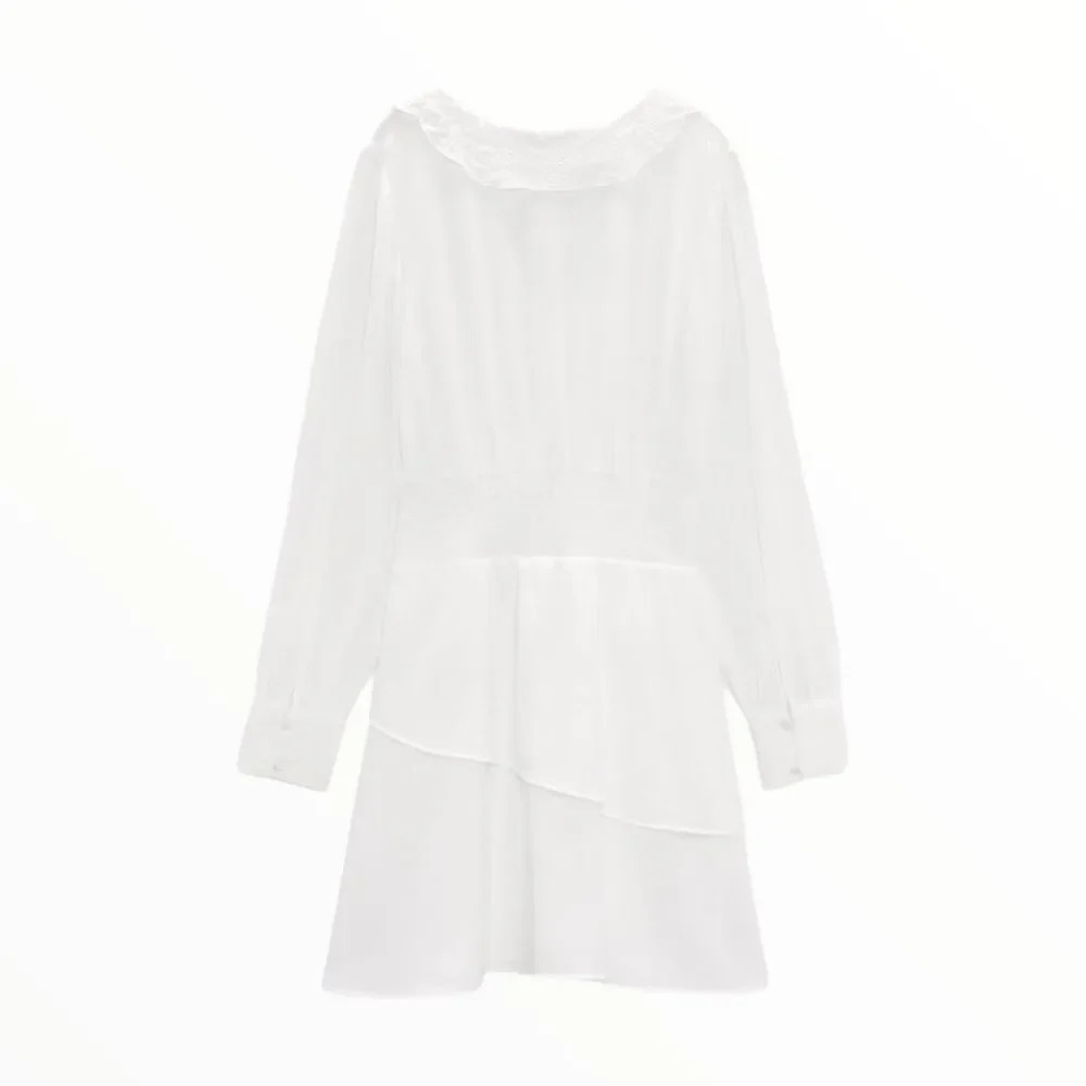 ZARA | White | OPENWORK EMBROIDERED MINI DRESS - Picture 3 of 10